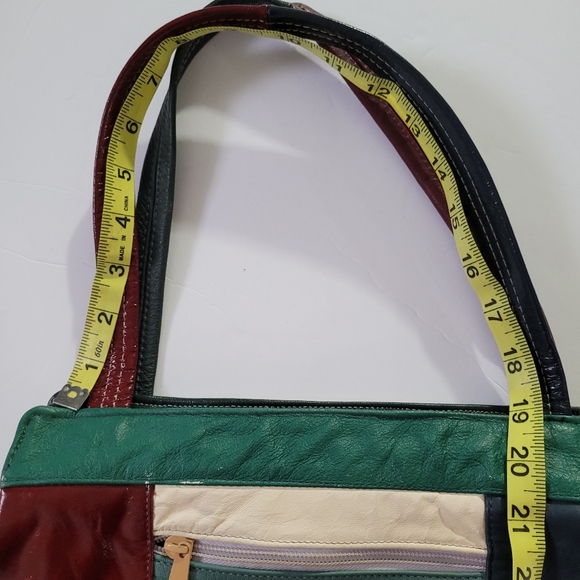 Vintage Leather Patchwork Shoulder Bag Purse Mexico - Picture 11 of 13